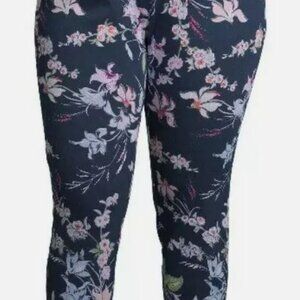 Terra & Sky women's jeggings in a beautiful blue cove floral pattern size 2X